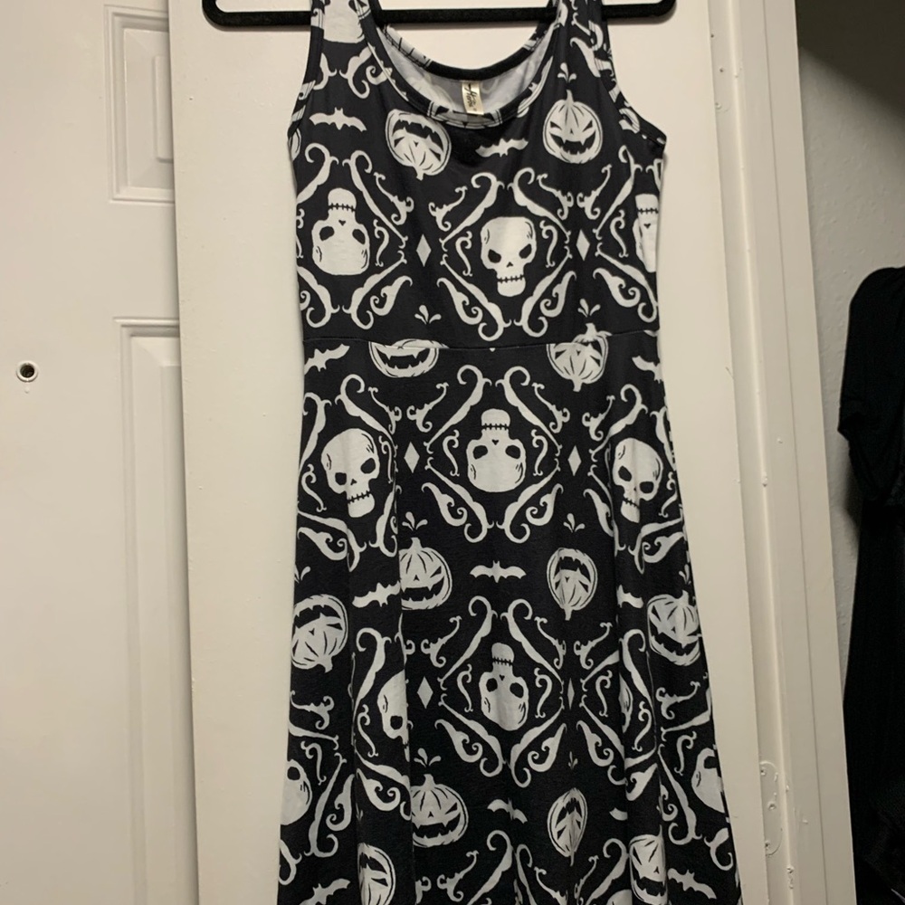 Pumpkin/Skull Print Mini/flowy Dress